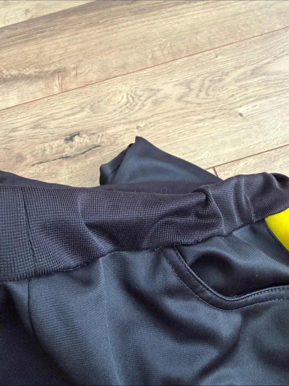Kappa Black Track Pants with Yellow Stripes
